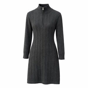 Tommy Bahama sweater dress grey women M cable knit cozy warm preppy capsule